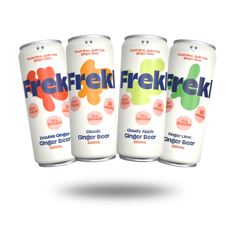 Load image into Gallery viewer, Frekl Ginger Beer 4 Can Sample Pack - Double Ginger, Classic, Cloudy Apple and Finger Lime
