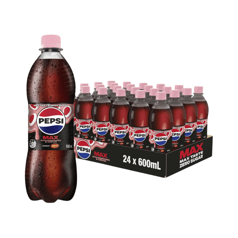 Load image into Gallery viewer, Pepsi Max Strawberries &amp; Cream 24pk (600ml Bottles)
